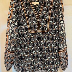 LOFT Women's Black Paisley Top
